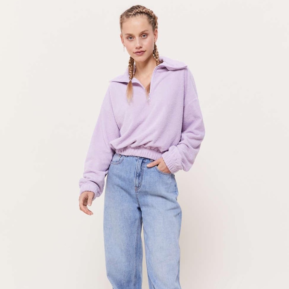 UO Track Meet Half-Zip Cropped Sweatshirt
